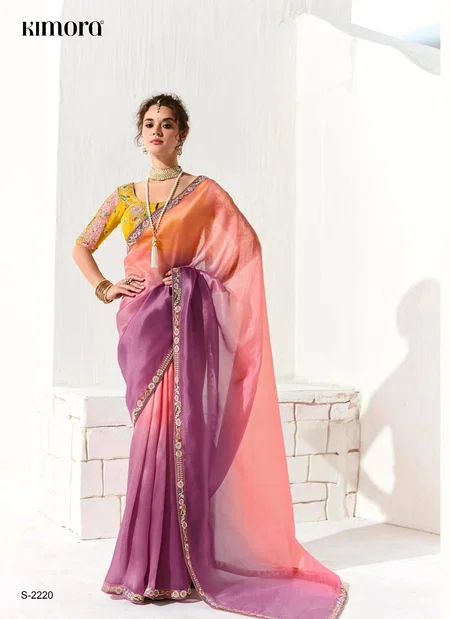 Pastel Pink Colour Runway X Rangrez By Kimora Organza Tissue With Heavy Work Designer Saree S-2220
